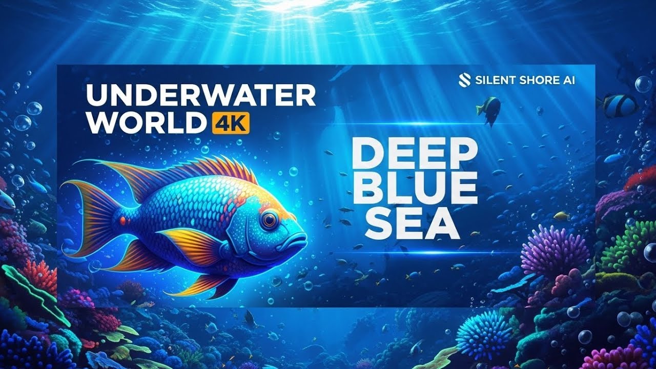 Underwater World 4K | Relaxing Fish & Deep Blue Sea ASMR | AI Underwater Experience- Silent Shore AI