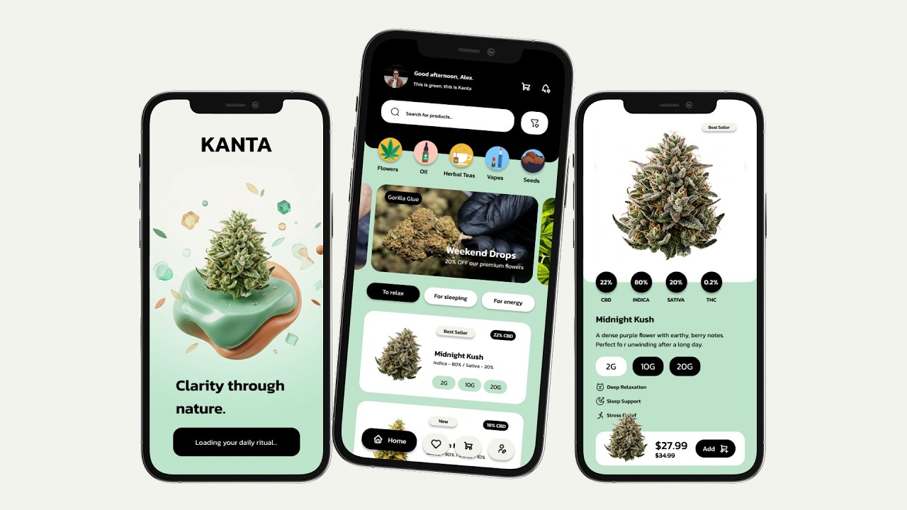 KANA App Design: CBD Wellness UI/UX | Figma Prototype