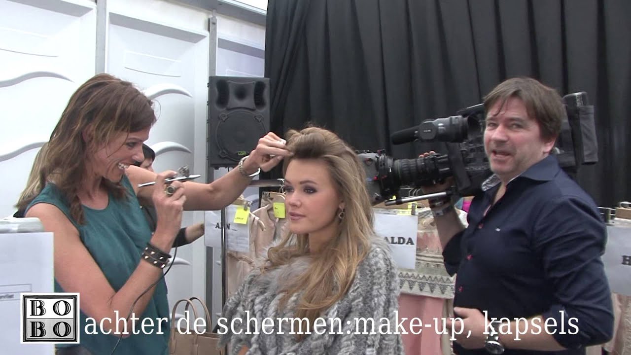 Sfeerbeelden bij BOBO achter de schermen met de models, make-up, kapsels e.a...