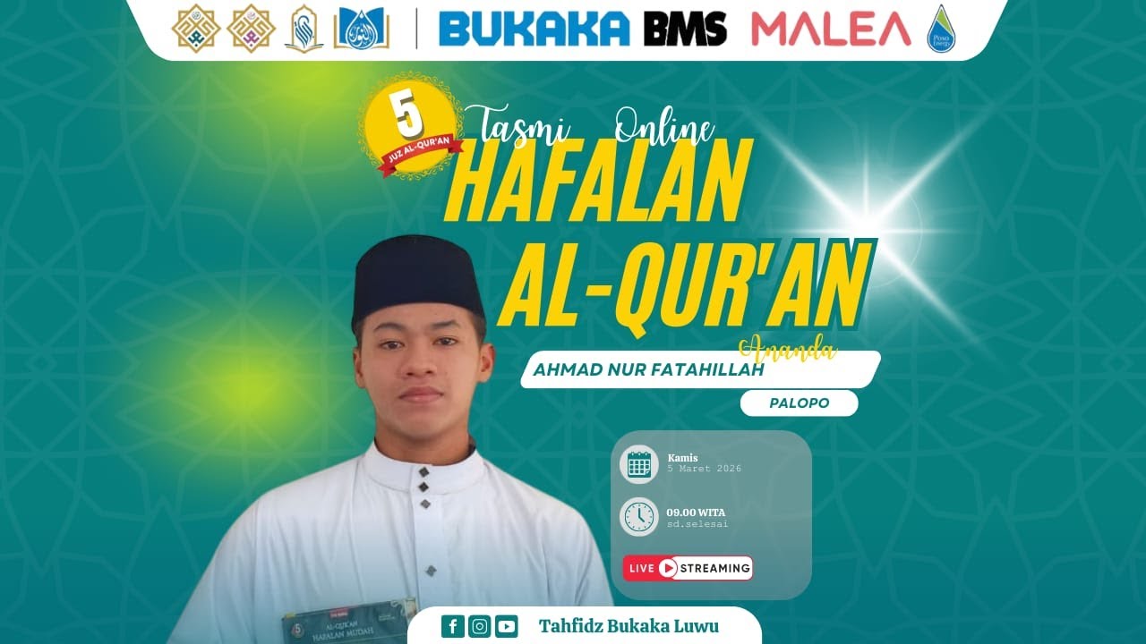 🔴 LIVE : Ahmad Nur Fatahillah -  Tasmi’ Online – Ujian Kenaikan Hafalan Al-Qur’an 5 Juz