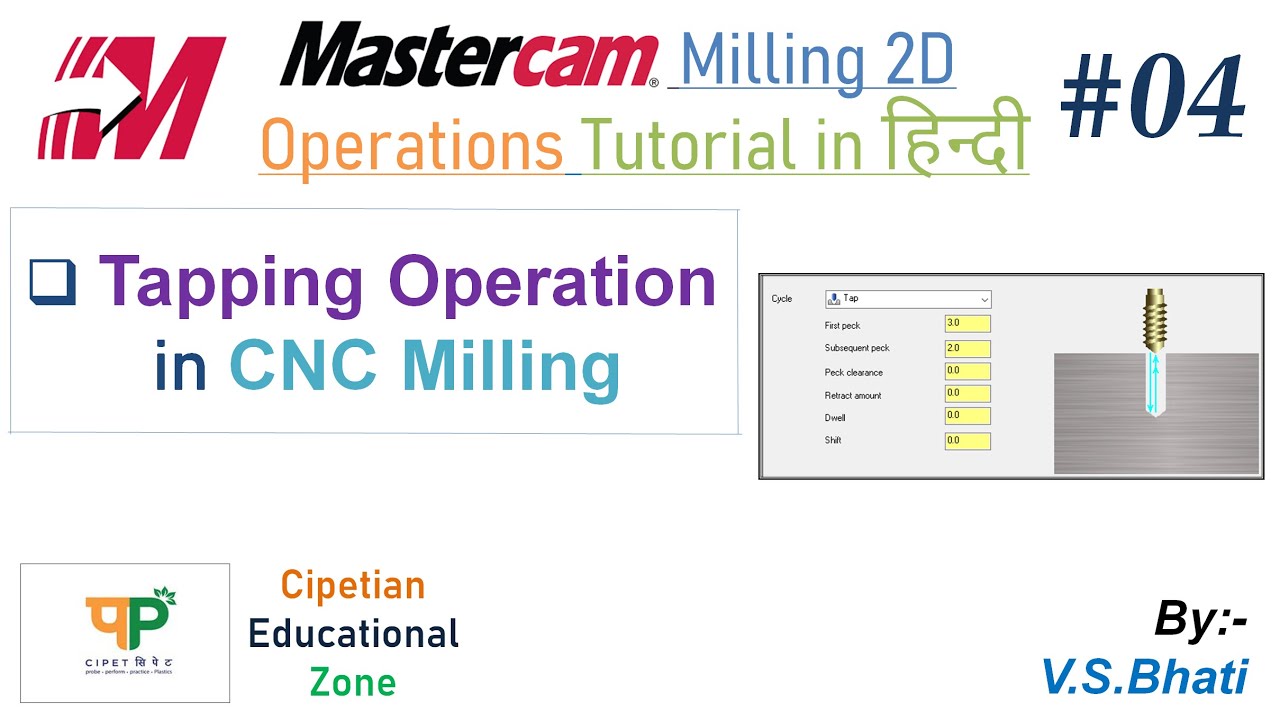 Mastercam Mill 2D - Tapping Operation || Tool Selection || Feed || Spindle Speed || Thread || Tap