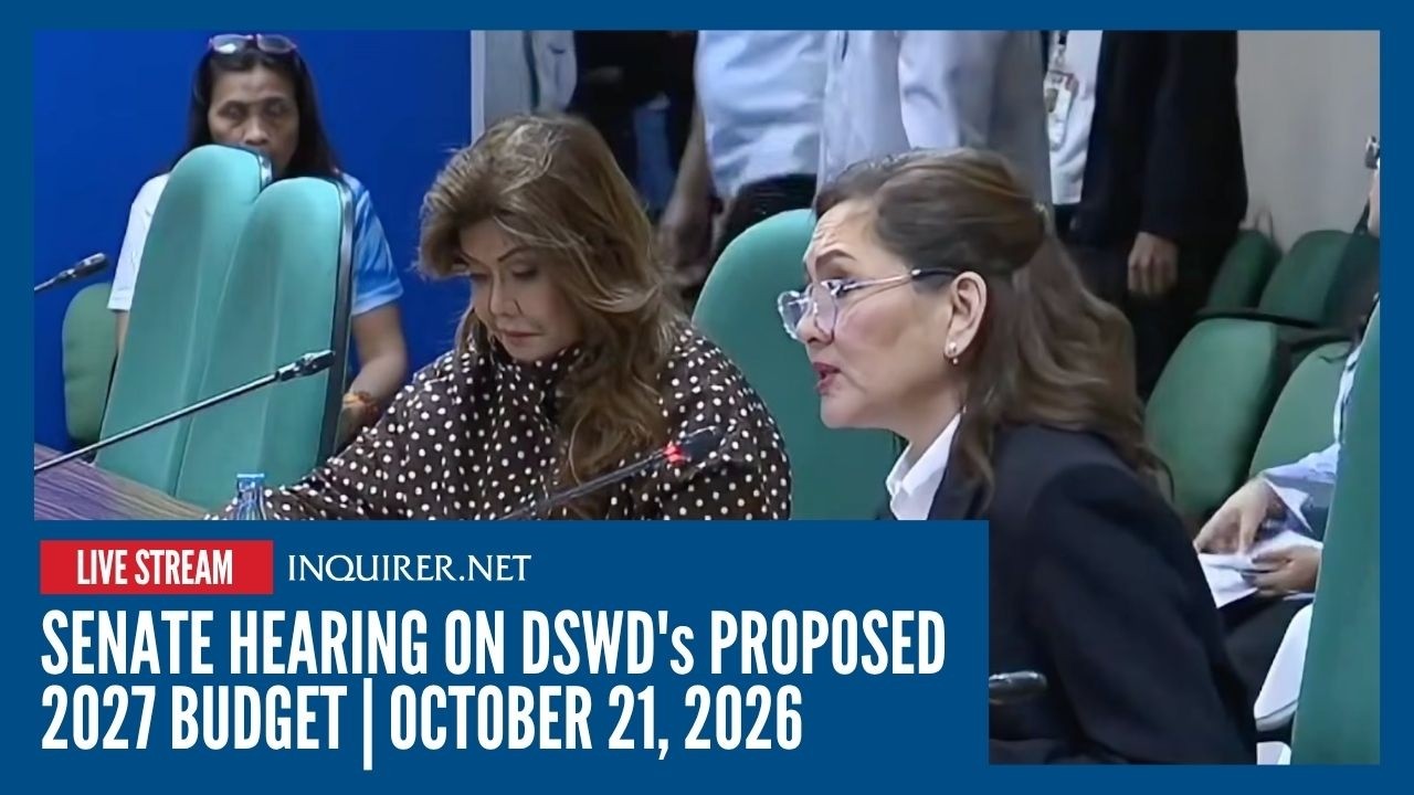 LIVE: Senate hearing on DSWD's proposed 2027 budget | October 21, 2026