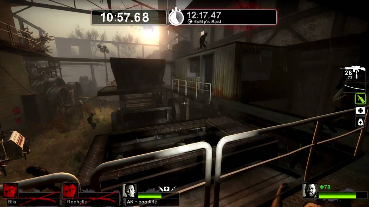 [HD] Left 4 Dead 2 Survival: Hard Rain's Sugar Mill. 2 Player Gold Medal. [Part 2 of 2]