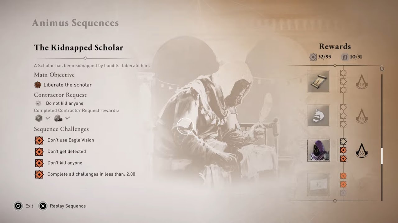 AC Mirage: The Kidnapped Scholar Animus Sequences Challenges