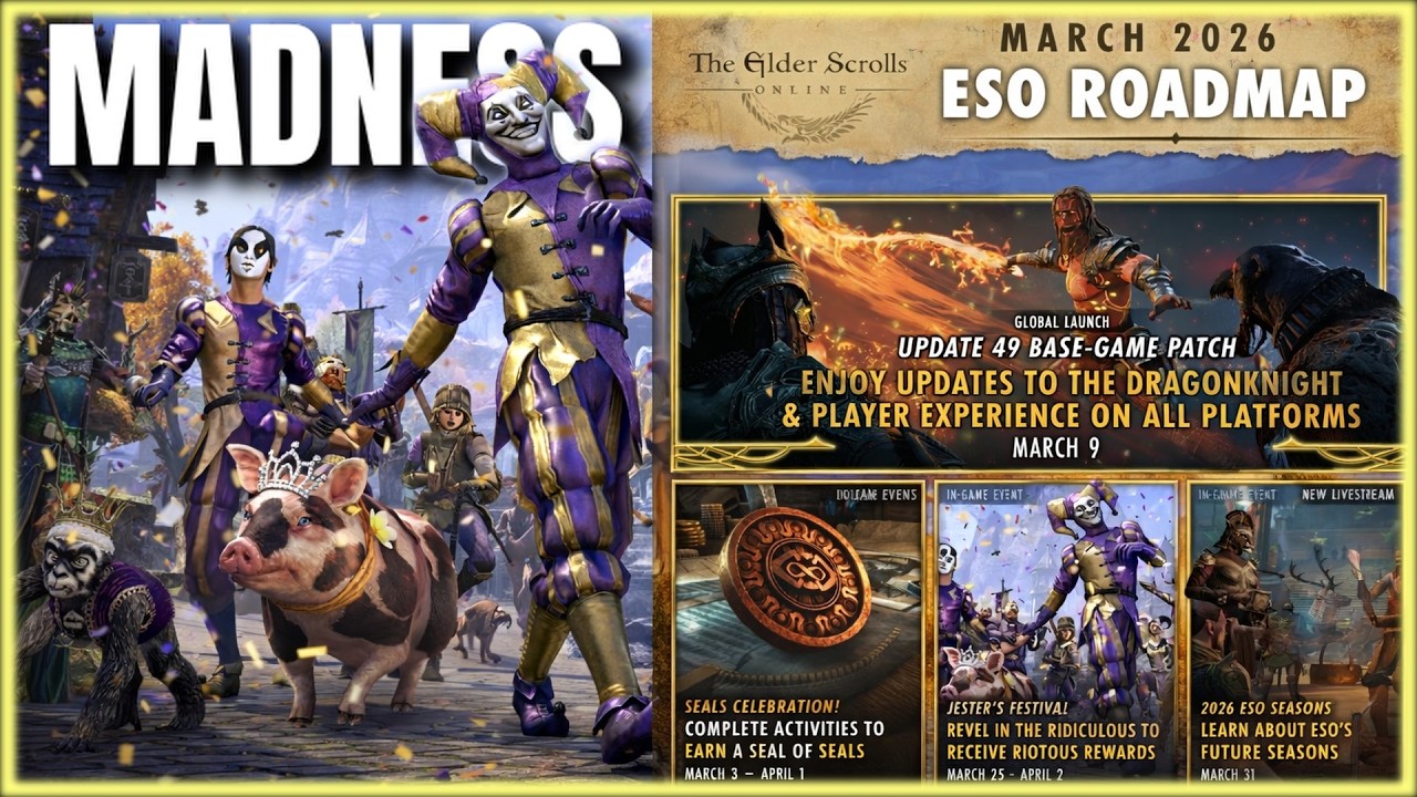 ESO March Roadmap: Free Gold Road, Seals, XP & More