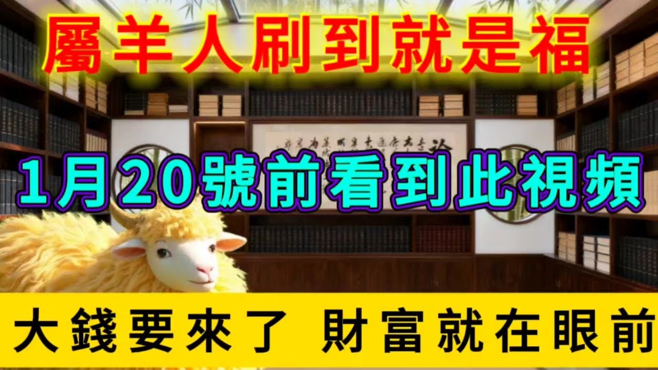 刷到就是福！屬羊人，1月20號之前看到此視頻，大錢要來了！不是巧合，是你沉澱的本事要變現！#運勢 #財富 #補財庫旺財氣 #大錢潮