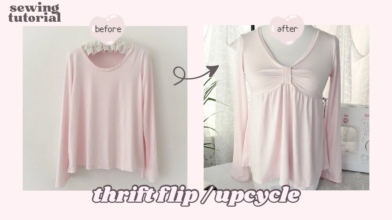 Thrift flip | Upcycle - DIY Babydoll top from a Tshirt | Sewing Tutorial