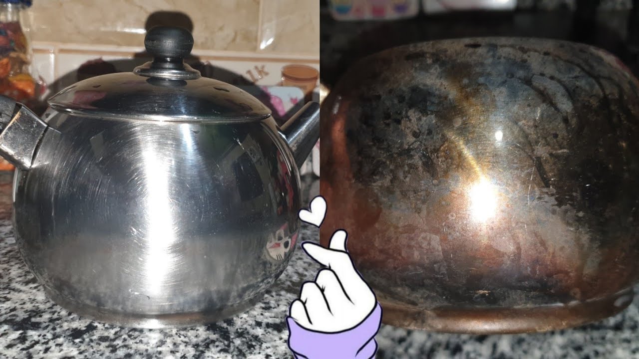 تنظيف الاستانلس المحروق | من غير دعك ولا مجهود بمكونات في مطبخك 🧞‍♀️🌸