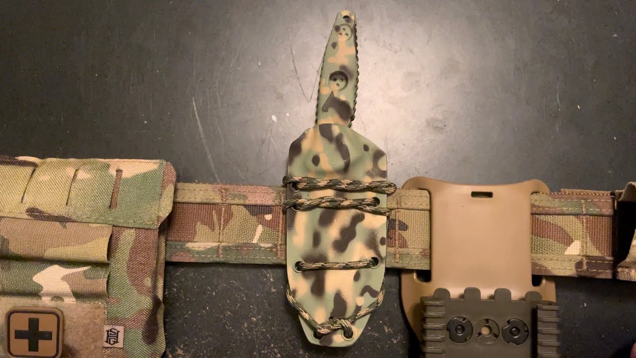 Как прикрепить нож и чехол к системе Molle с помощью паракорда. #howto #knife #paracord #belt #fy