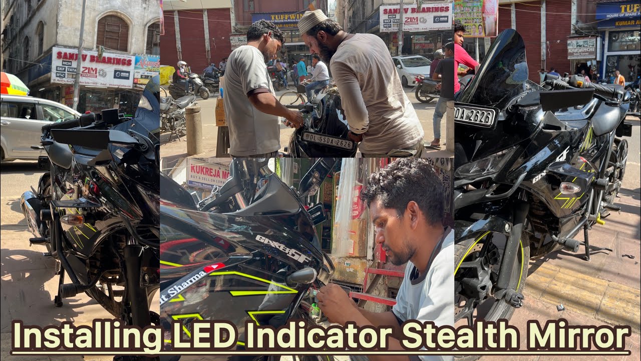 Installing LED Indicator Stealth Mirror |Wing Light Indicator Mirror on Suzuki gixxersf😍😍//