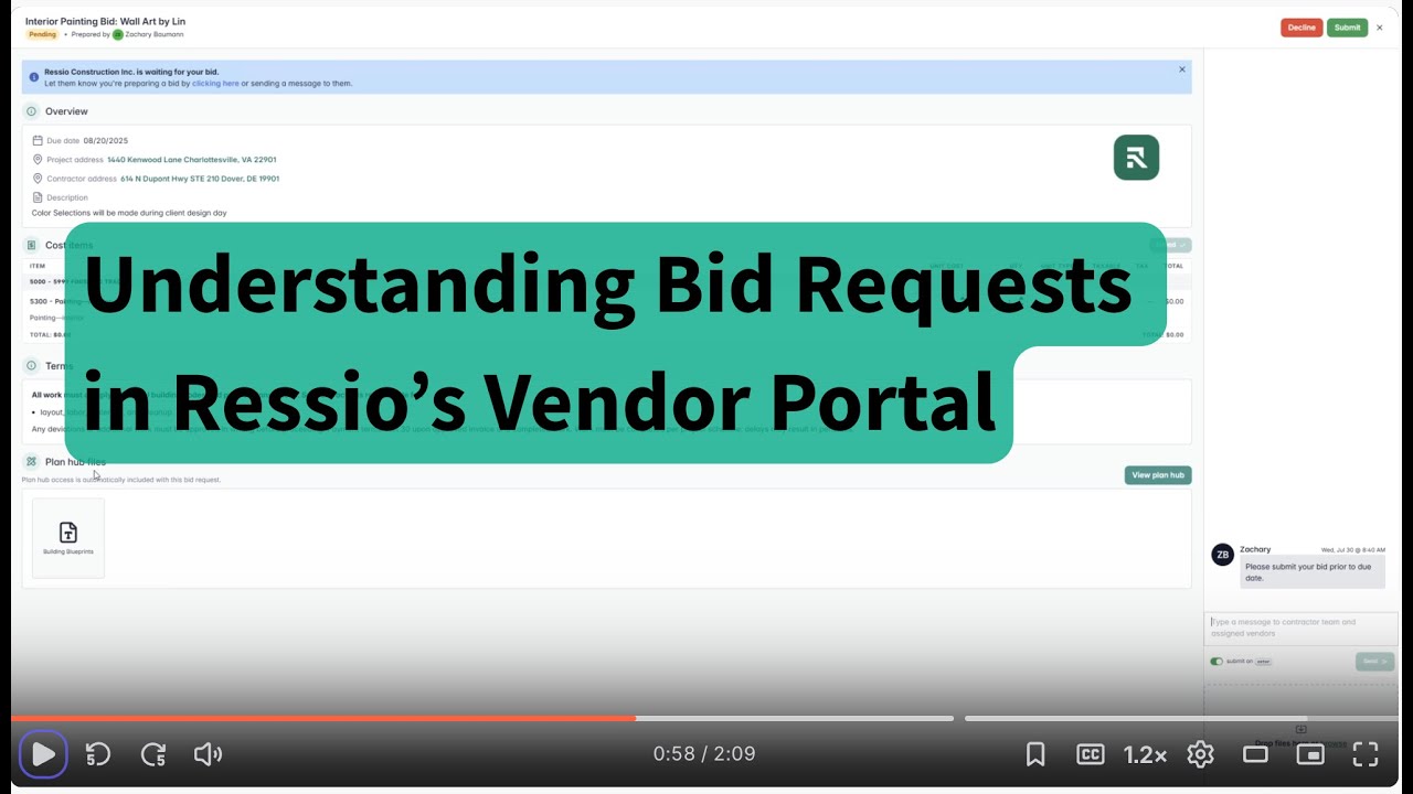 Understanding Bid Requests in the Ressio Vendor Portal