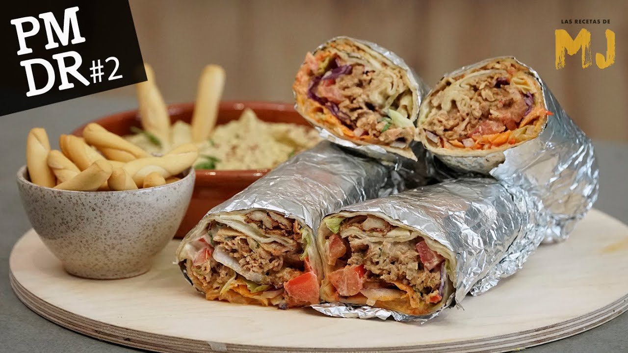 Dürüm de pollo casero con salsas blanca y roja: comida rica y saludable