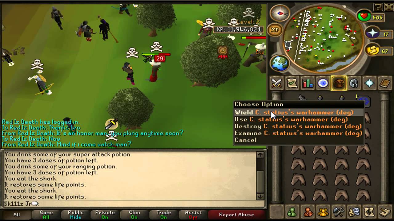 Runescape | Sk111z Jr - Pking with Commentary/Low Lvl Pure/Obby Maul/Statius's Warhammer - Part I
