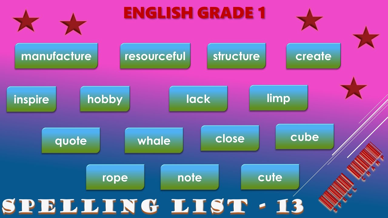 English Grade 1 Spelling List 13