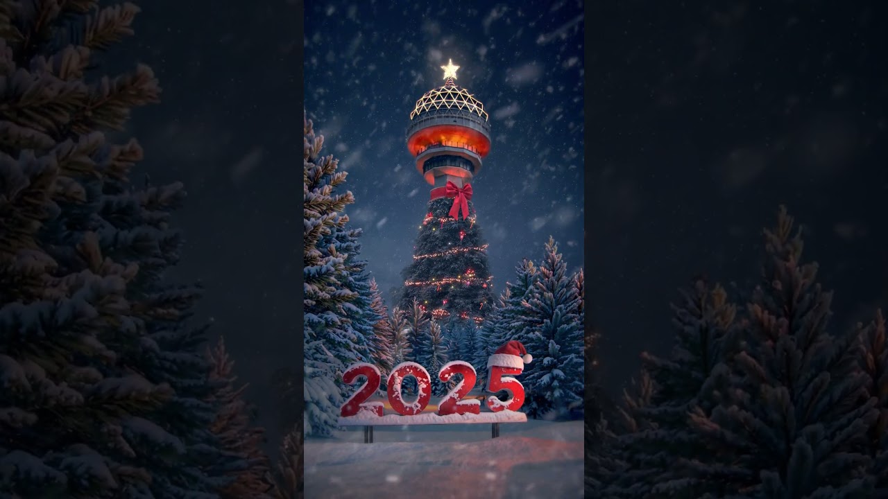 Atakule&rsquo;de Yılbaşı Ağacı, Kar Taneleri ve 2025&rsquo;in Işıltısı! #ankara #atakule #cgi #cgianimasyon