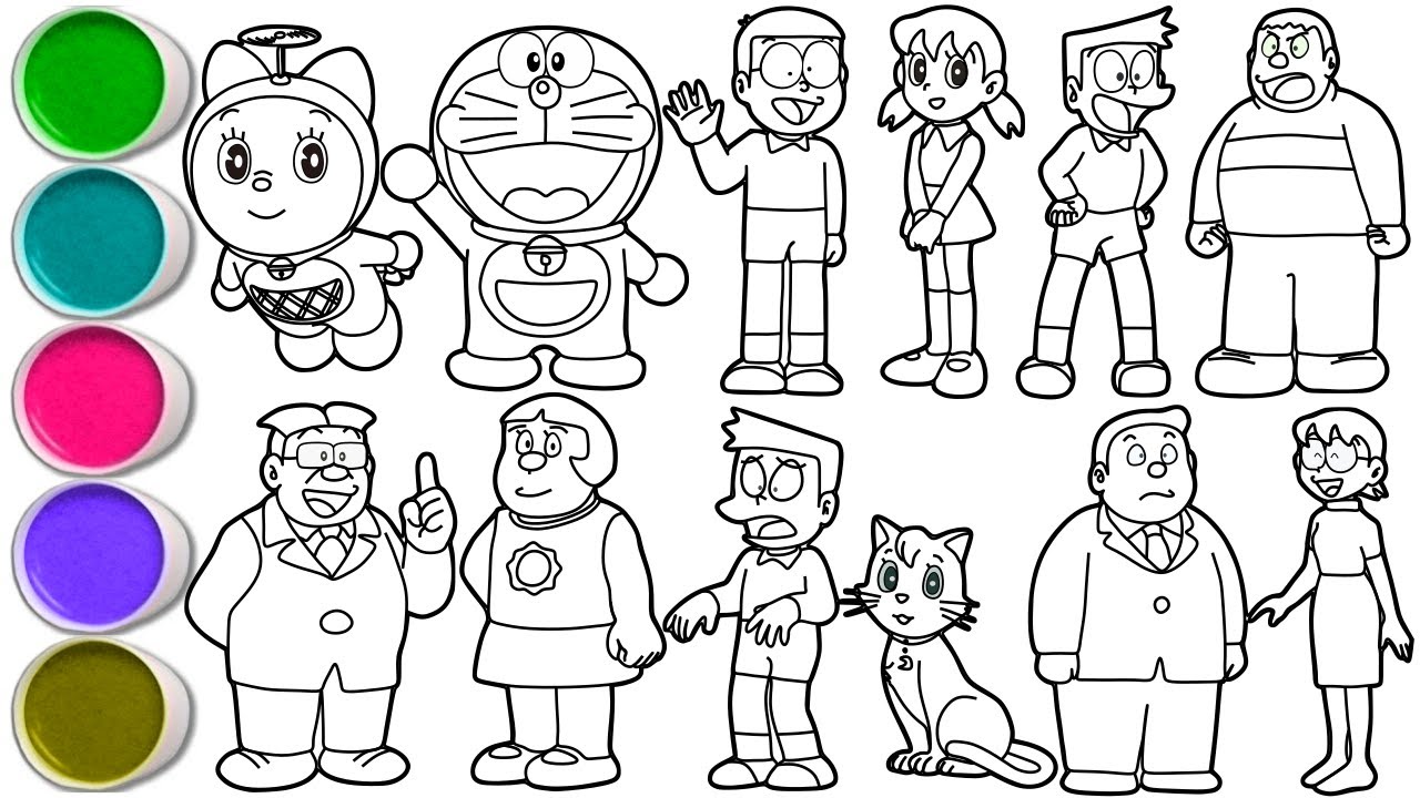 Draw Doraemon Anime Characters in Minutes - Doraemon, Nobita Nobi, Shizuka Minamoto & others