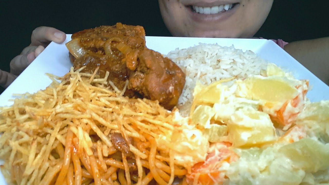 COMIDA BRASILEIRA MAIONESE ESPAGUETE SU&Atilde; DE PORCO ARROZ ASMR MUKBANG BRASIL #asmr #comida