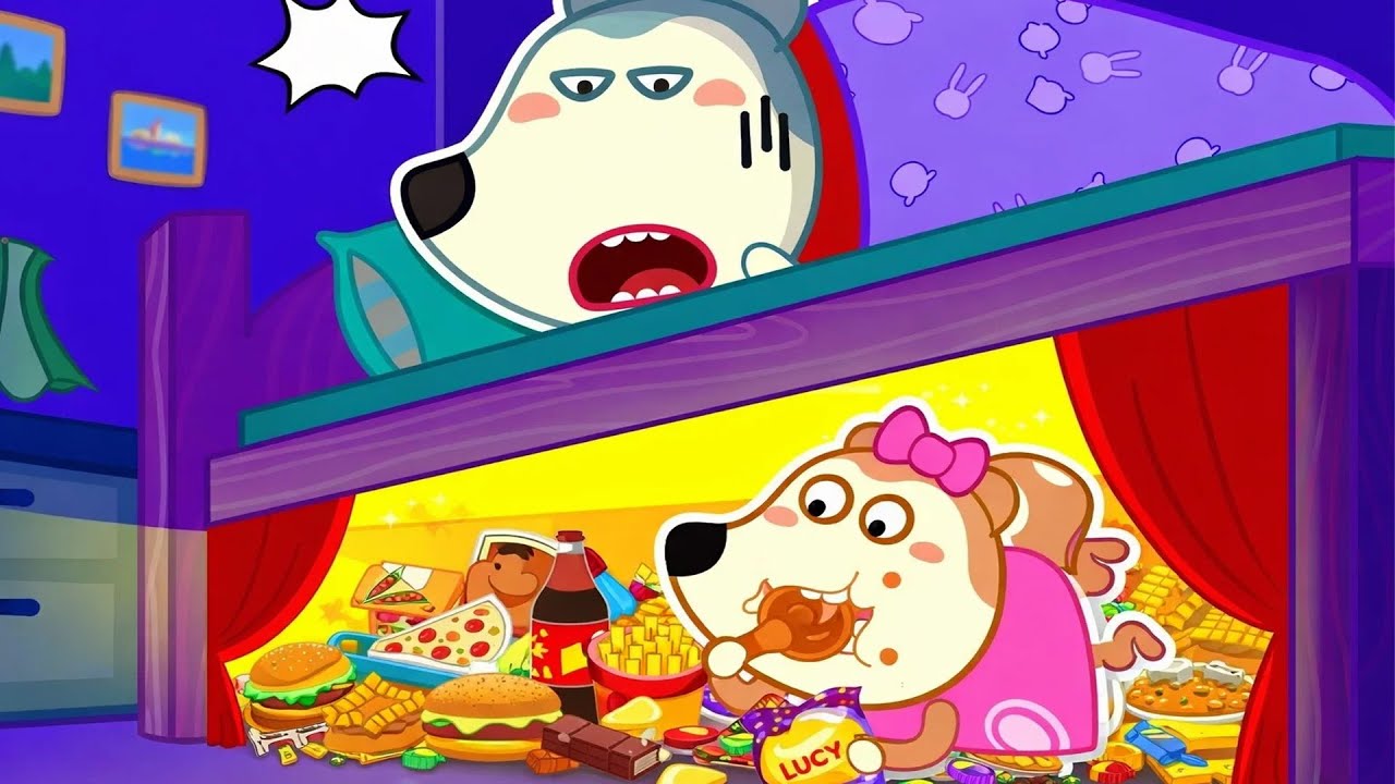 Lucy, ¡estás muy gorda!😝Alguien está comiendo a escondidas por la noche | Wolfoo 2D en español