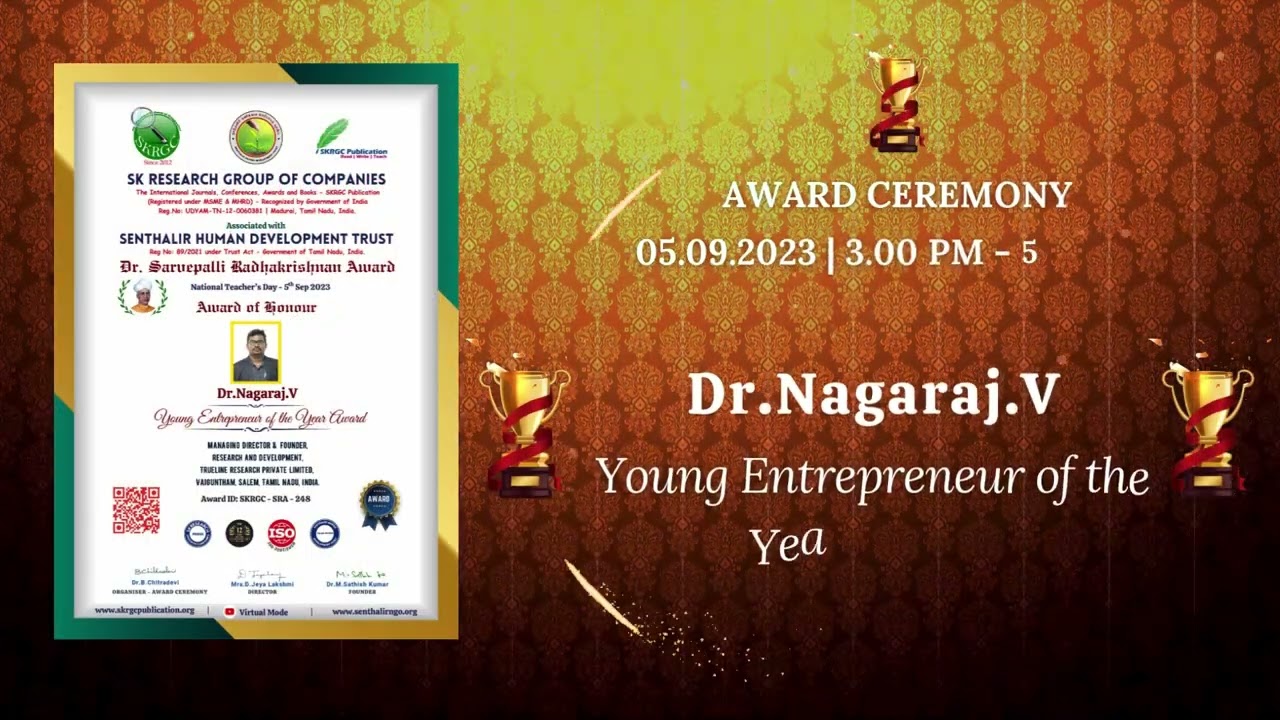 Dr.Nagaraj.V-Young Entrepreneur of the Year Award