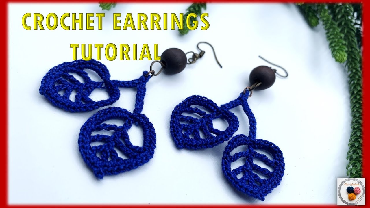 How to make Easy Crochet Leaf Earrings - Tutorial