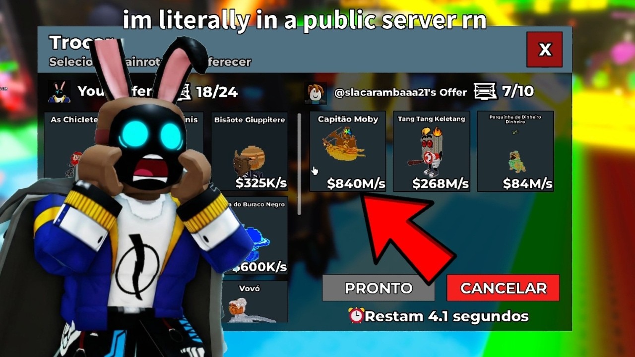 CAPITAO MOBY!? ACEITANDO TROCAS COM OS ALEATORIOS NO ROUBE UM BRAINROT NA TER&Ccedil;A DO TACO!