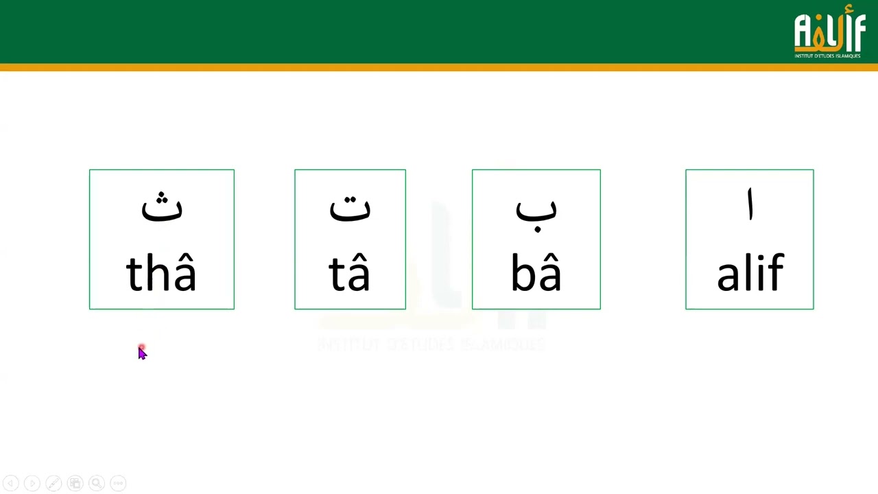Noms des lettres de l'Alphabet arabe