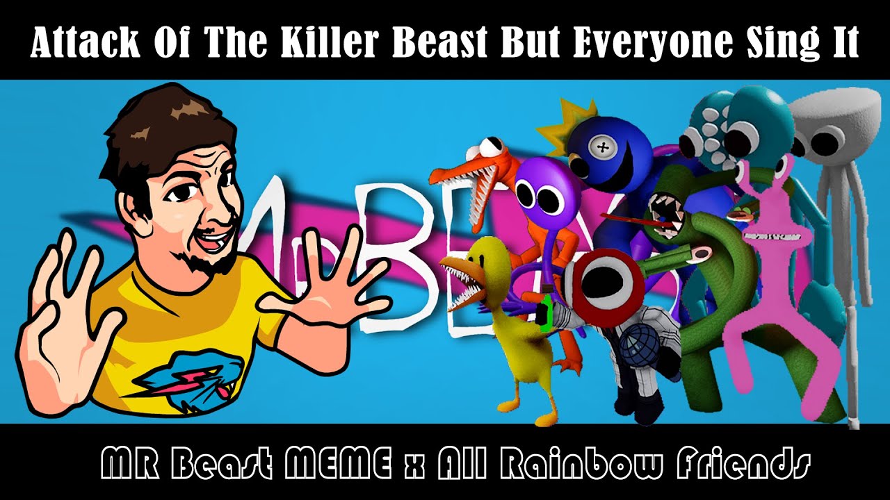 FNF Attack Of The Killer Beast But Everyone (All Rainbow Friends) Sings It | Roblox  x MR Beast MEME