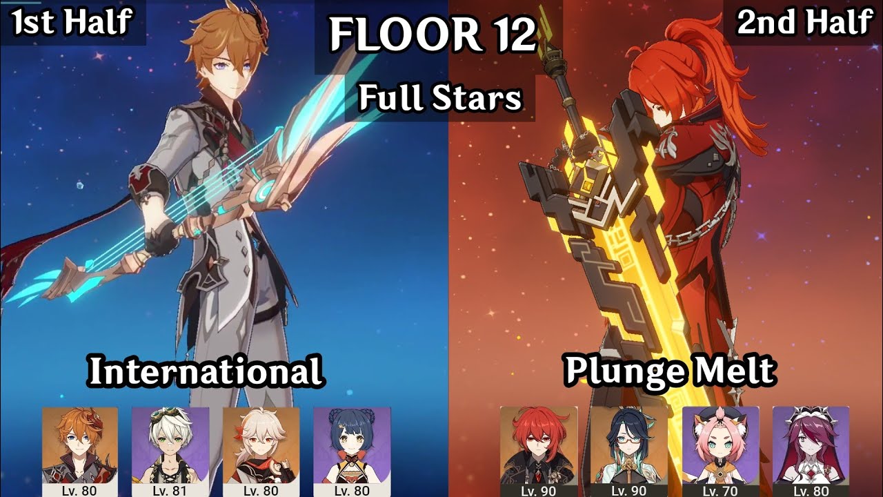 Childe International + Diluc Plunge Melt | 5.0 Spiral Abyss Floor 12 9 Star | Genshin Impact