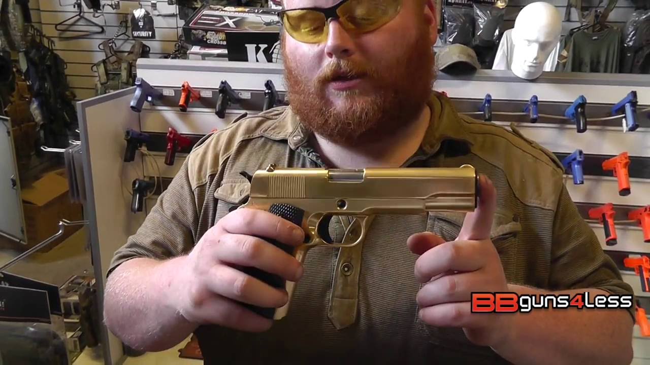 WE 1911 GOLD PLATED PISTOL AIRSOFT BB GUN REVIEW