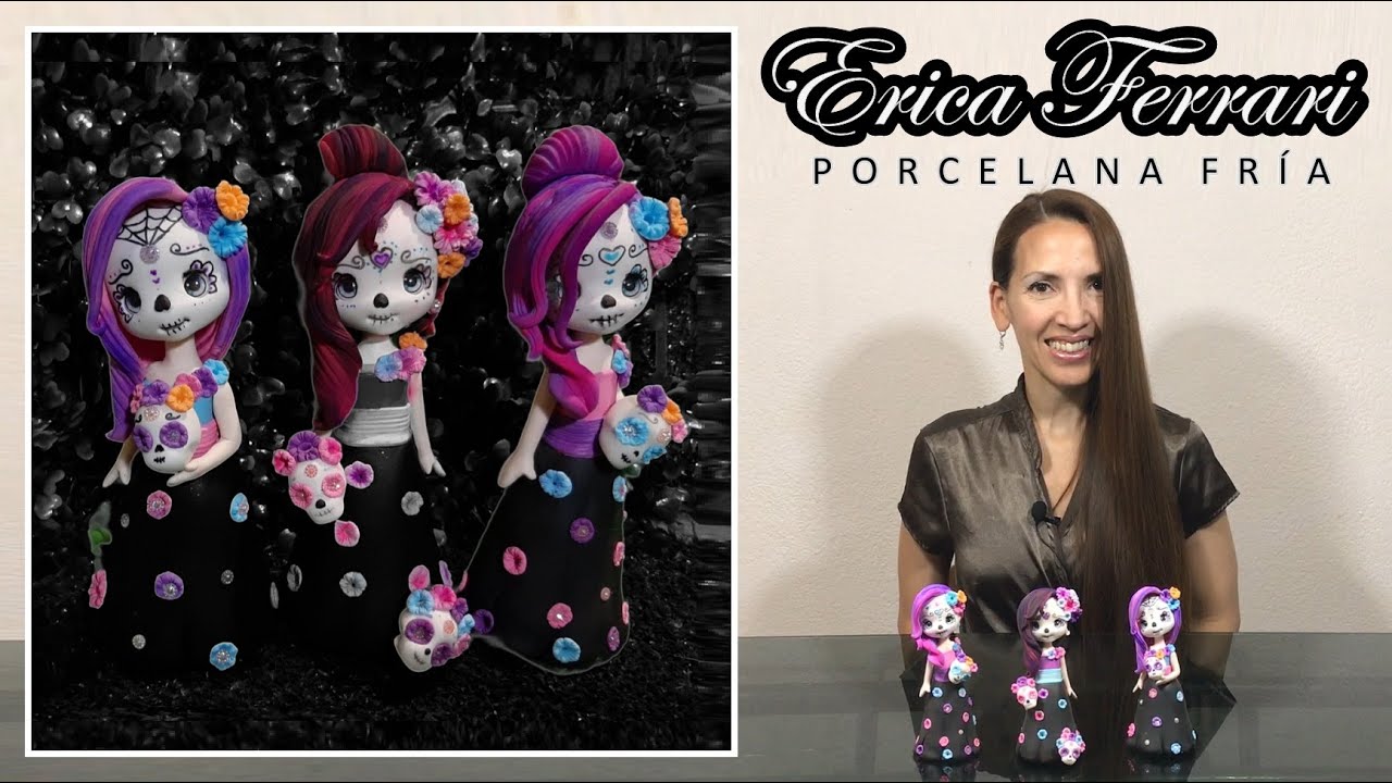 Как сделать LA CATRINA - CALACA MEXICANA за 18 минут | Erica Ferrari Холодный фарфор | Руководство