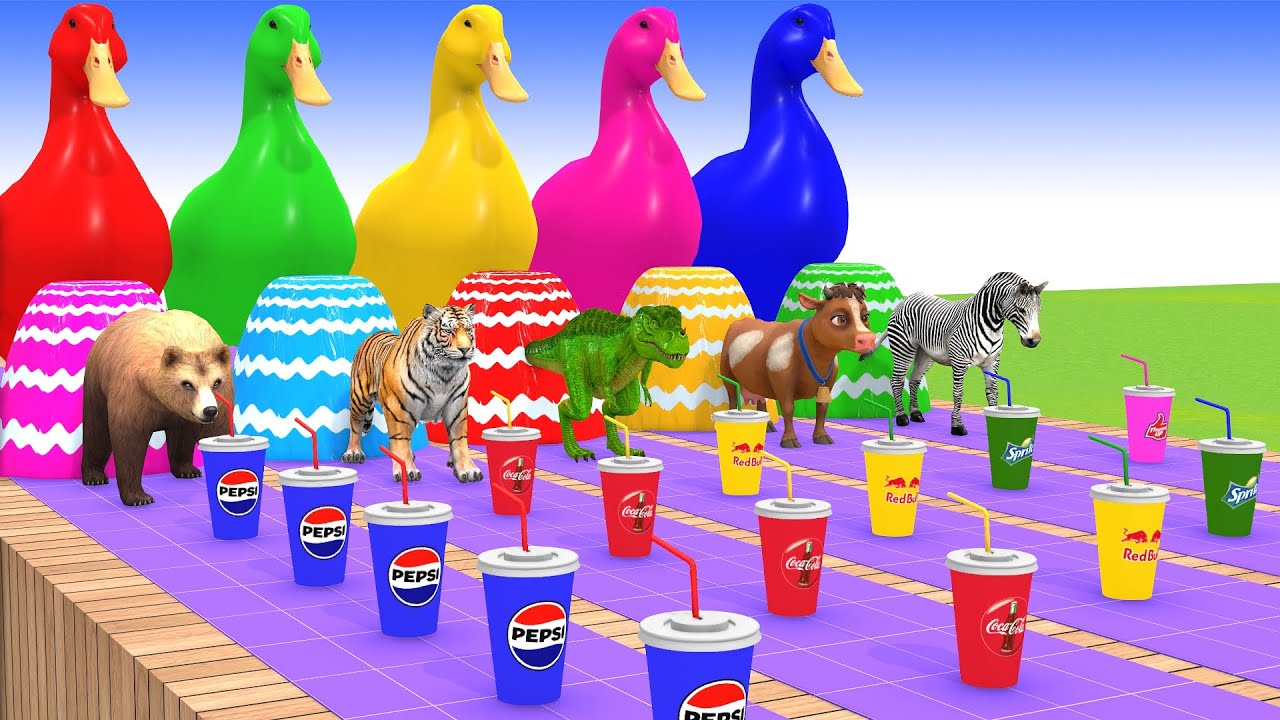 Long Slide Game With Elephant Gorilla Buffalo Hippopotamus Tiger 3d Animal Game Funny 3d Animals #45