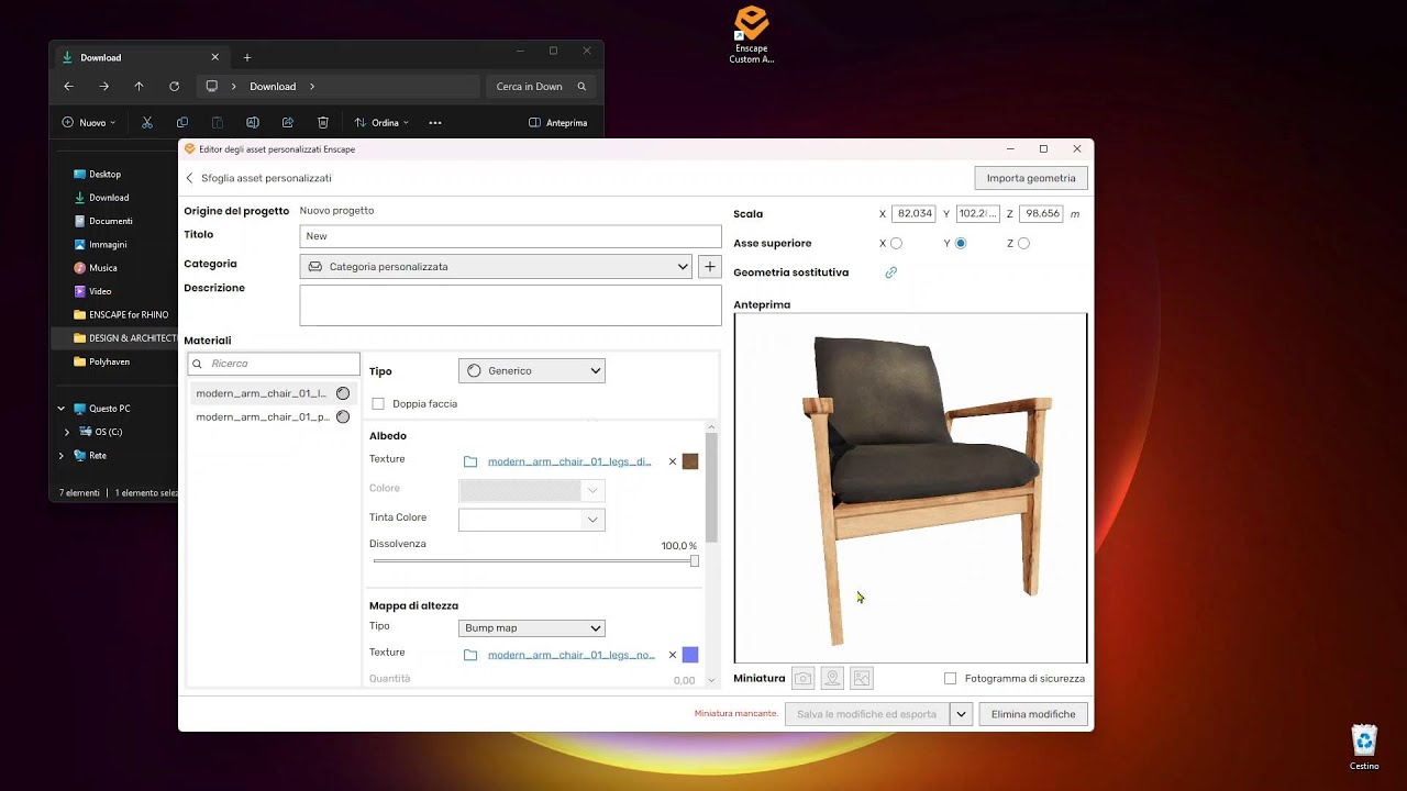 Videoguide - How to Create Custom Assets for Enscape, Import FBX and Textures for Material, Edit
