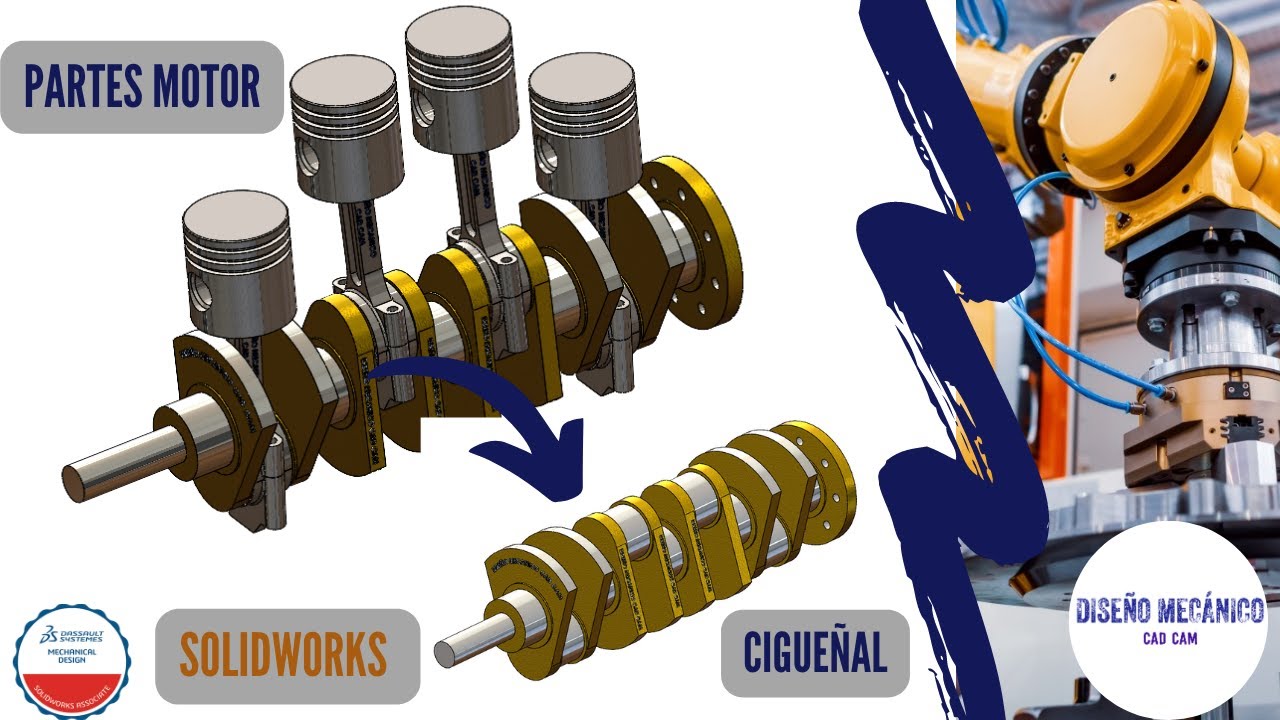 Diseño 3D de CIGUEÑAL en SOLIDWORKS Para Motor de 4 Cilindros | INNOVATECH
