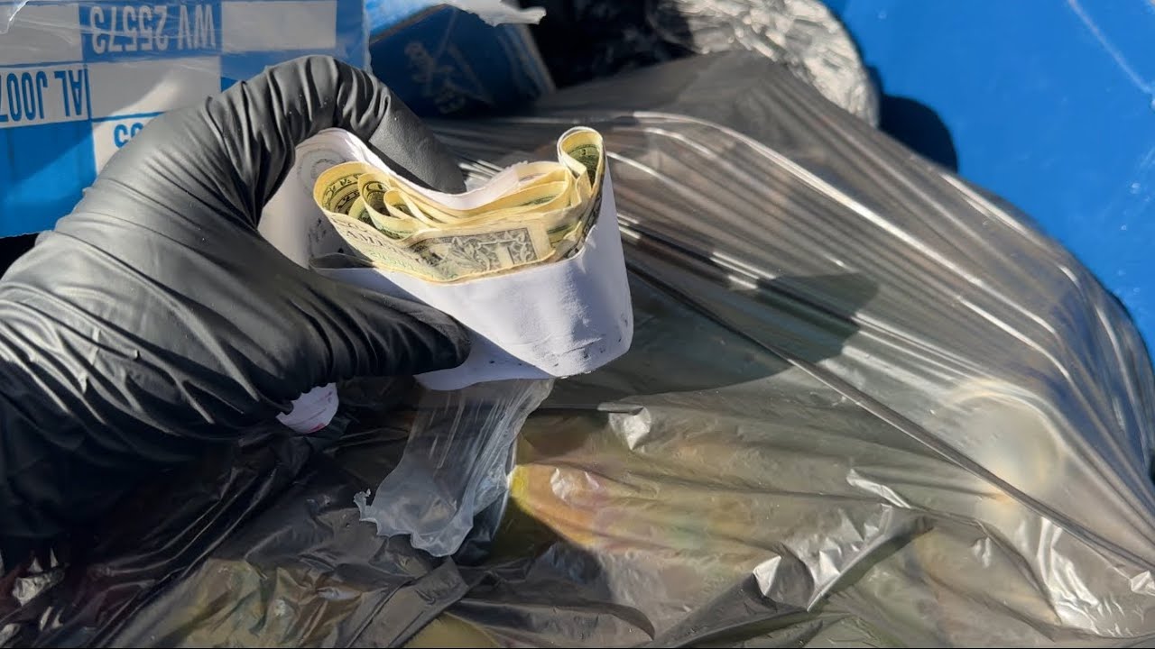 Dumpster Diving | Jackpot! Rolled Up Cash Found Dumpster Diving in a Wealthy Neighborhood!🤑💰
