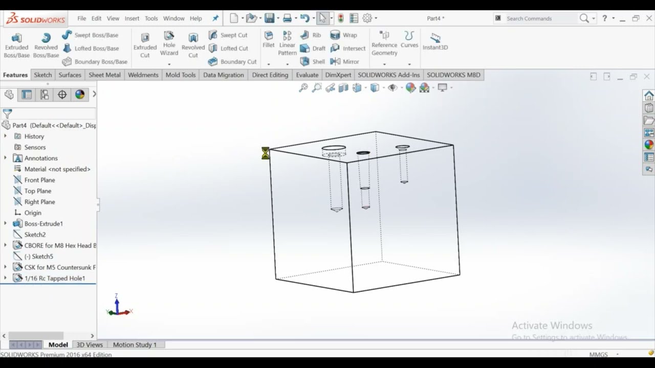 Solidworks 22 Hole wizard tutorial