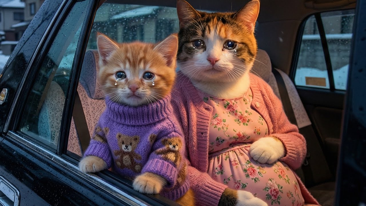 Mama Cat & Kitten Brave Snowstorm 🐾❄️🚕 Rescue Mission Fun