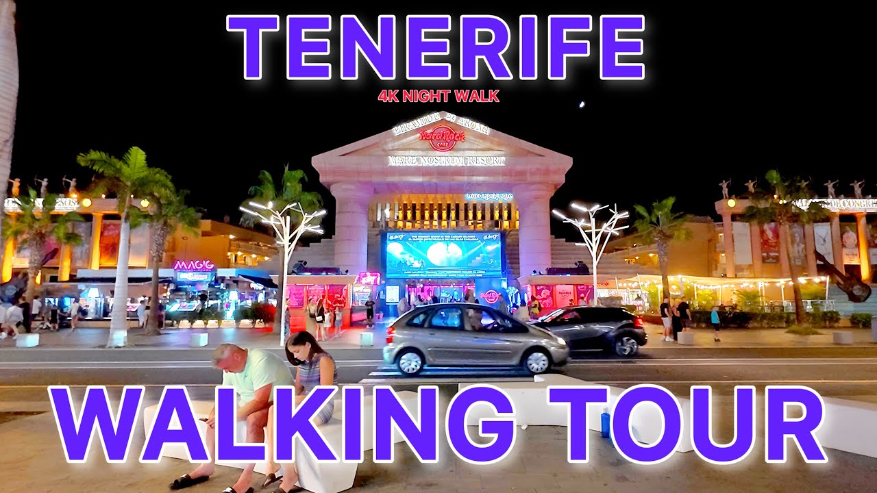 Night Walk Tenerife 🌙 From Los Cristianos to Playa de las Américas | Real Atmosphere 4K