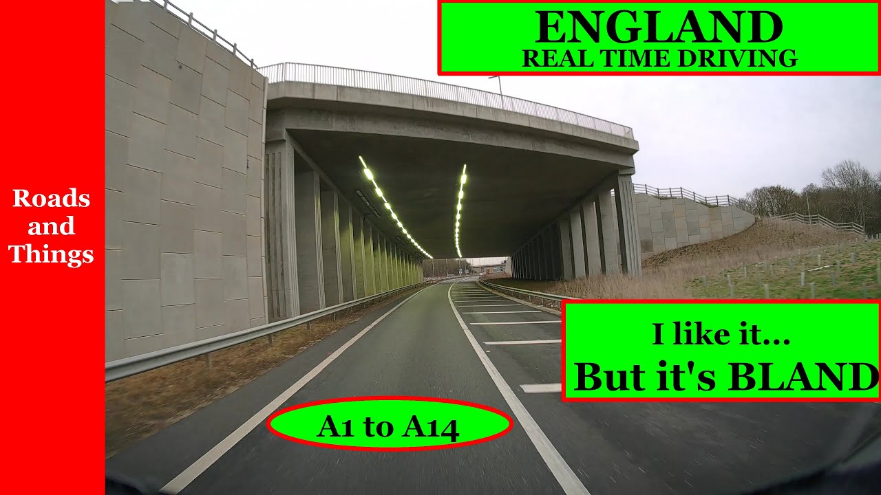 ENGLAND - REAL TIME DRIVING VIDEO. A428 from A1 to A14.