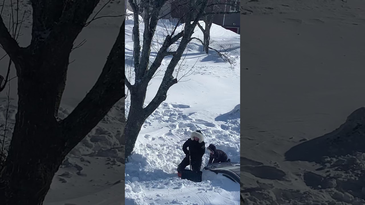 Dig out car after snow storm