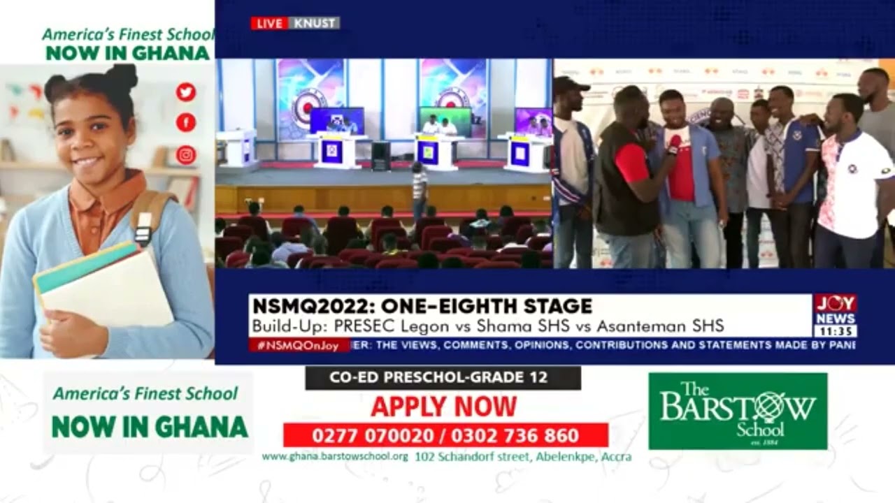 NSMQ 2022 one eighth stage clash between PRESEC Legon, Asanteman SHS and Shama SHS