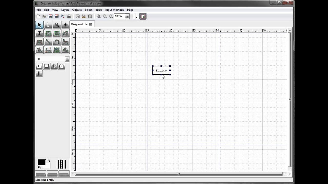 ER Diagrams in Dia Part 2 - Creating A Strong Entity