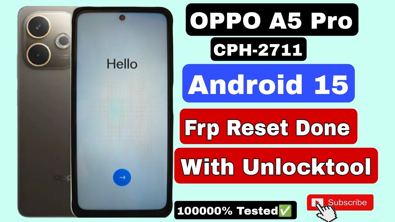 OPPO A5 PRO CPH-2711 Android 15 Frp Reset Done With Unlocktool