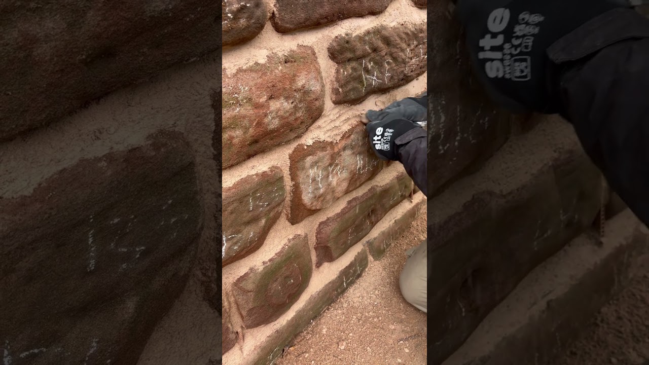 Rebuilding sandstone wall