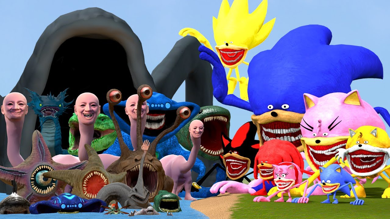 All New Sea Monster Creatures Vs All Shin Sonic Tapes Family In Garry's Mod?