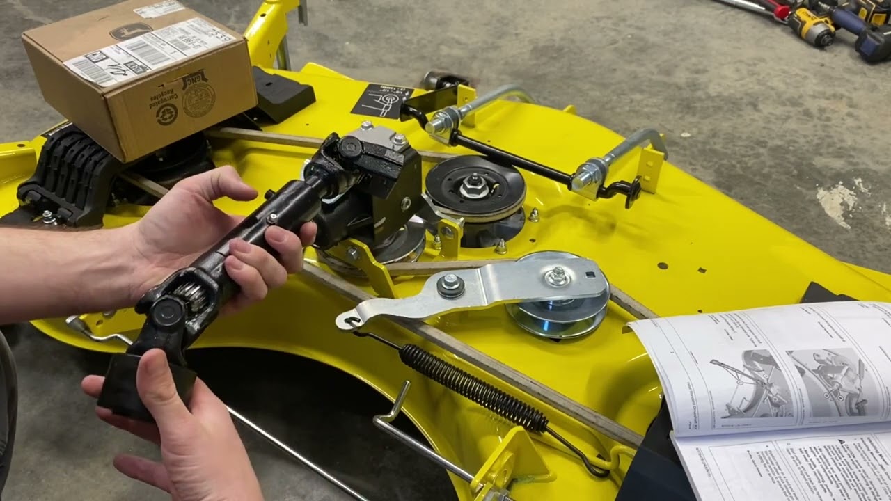John Deere 54HC Mower Deck - Front Gauge Wheel / Driveshaft Install