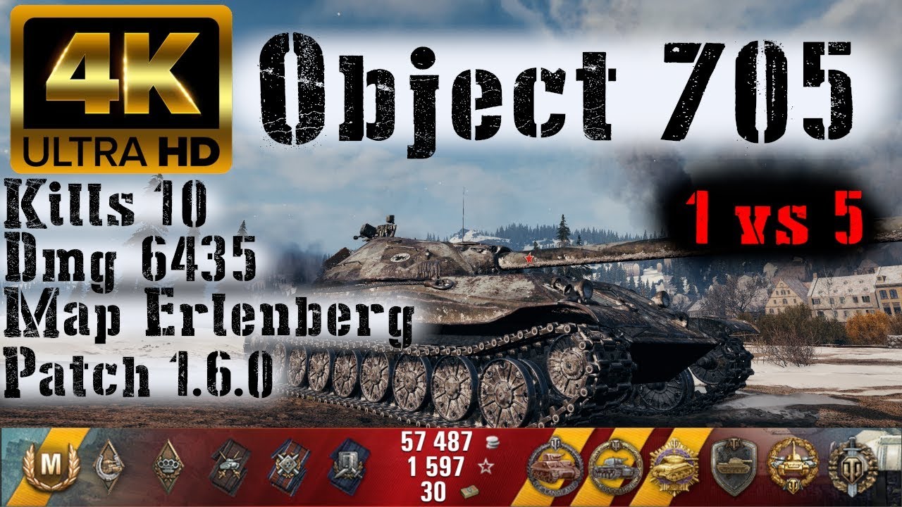 World of Tanks Object 705 Replay - 10 Kills 6.4K DMG(Patch 1.6.0)