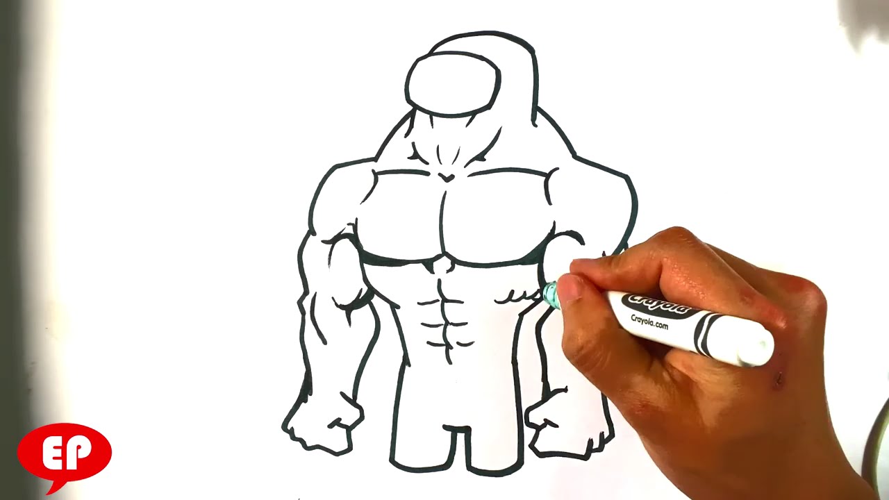 How to Draw Among Us - Muscular Crewmate Step by Step
