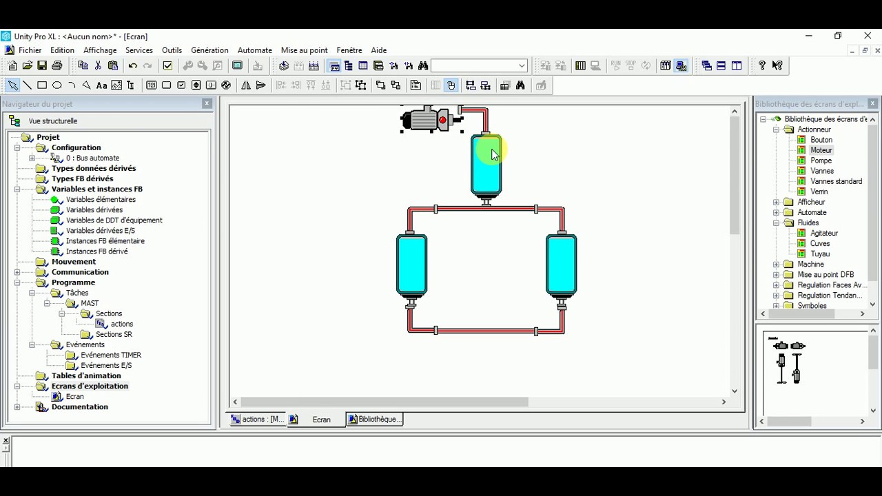 Ecran d'exploitation UNITY PRO XL