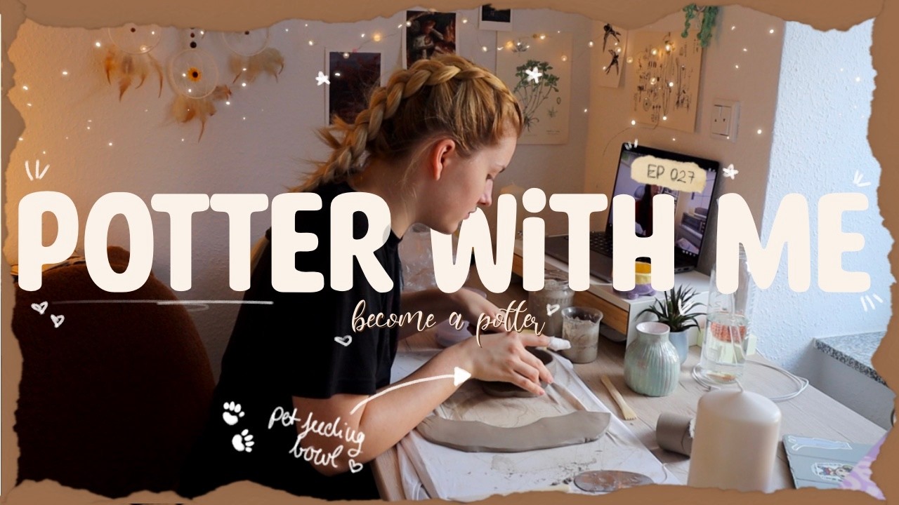 Cozy potter with me: Pet feeding bowl 🐾 | No wheel, for beginners