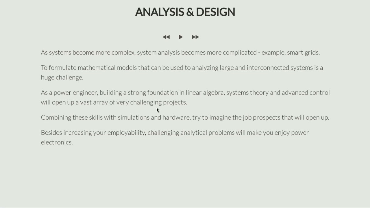 Analytical skills in power electronics